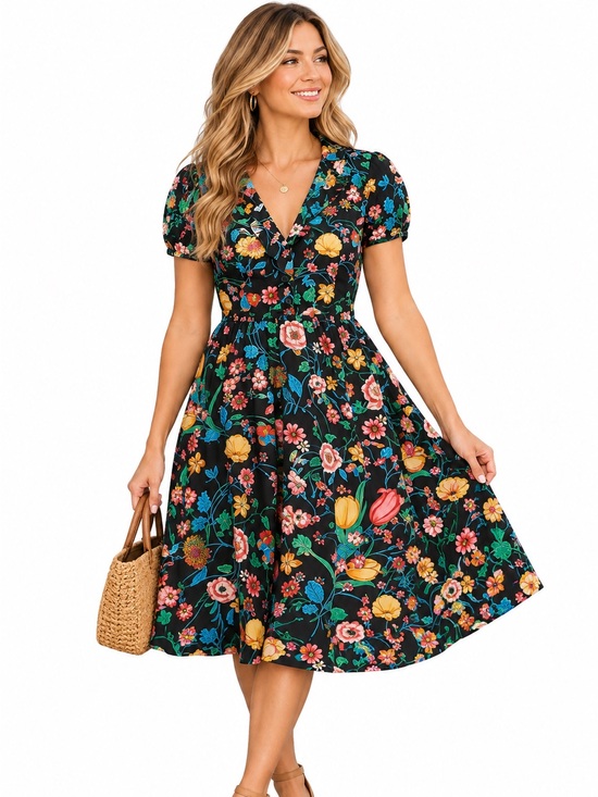 Anthropologie Dresses & Skirts - Anthropologie Maeve Whimsical Romantic Feminine Floral Midi Dress Size 0